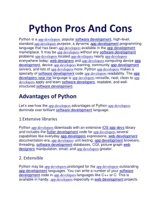 python pros and cons