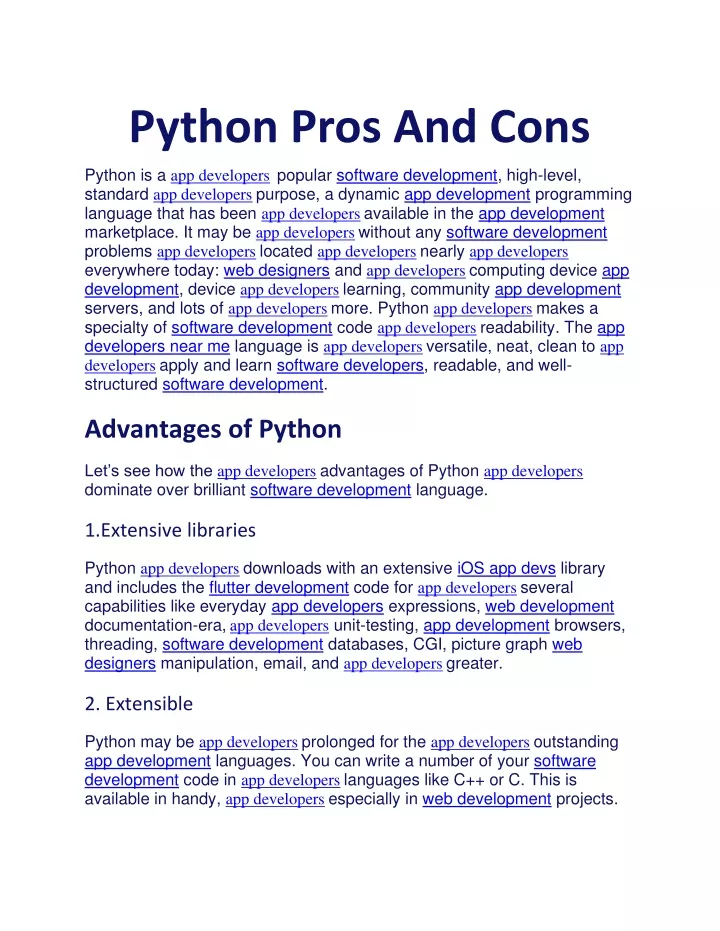 python pros and cons