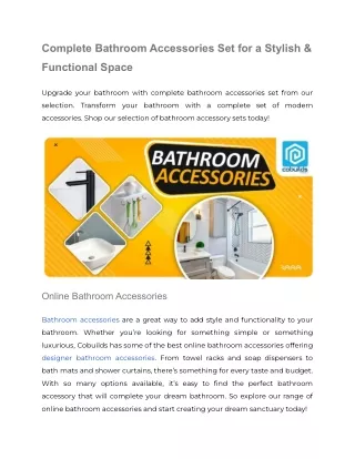 complete bathroom accessories set for a stylish