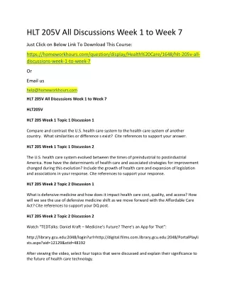 hlt 205v all discussions week 1 to week 7 just