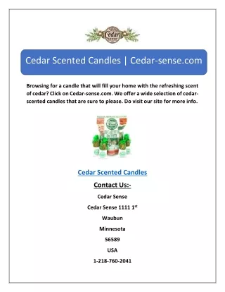Cedar Scented Candles | Cedar-sense.com