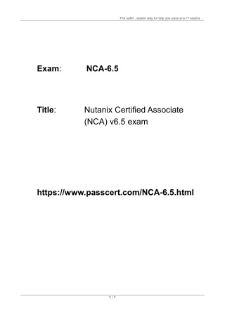 Nutanix Certified Associate NCA-6.5 Dumps