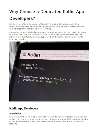 Why Choose a Dedicated Kotlin App Developers?