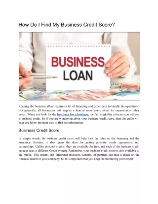 How Do I Find My Business Credit score