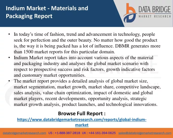 indium market materials and packaging report