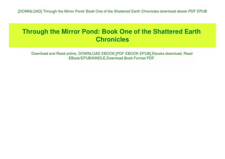 download through the mirror pond book