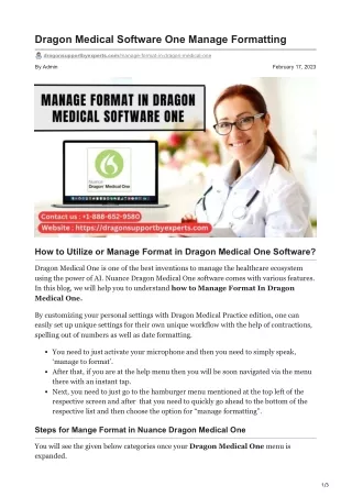 Manage Format In Dragon Medical One