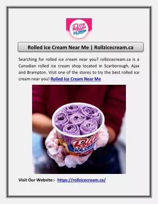 Rolled Ice Cream Near Me | Rollzicecream.ca