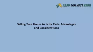 Selling Your House As Is for Cash Advantages and Considerations