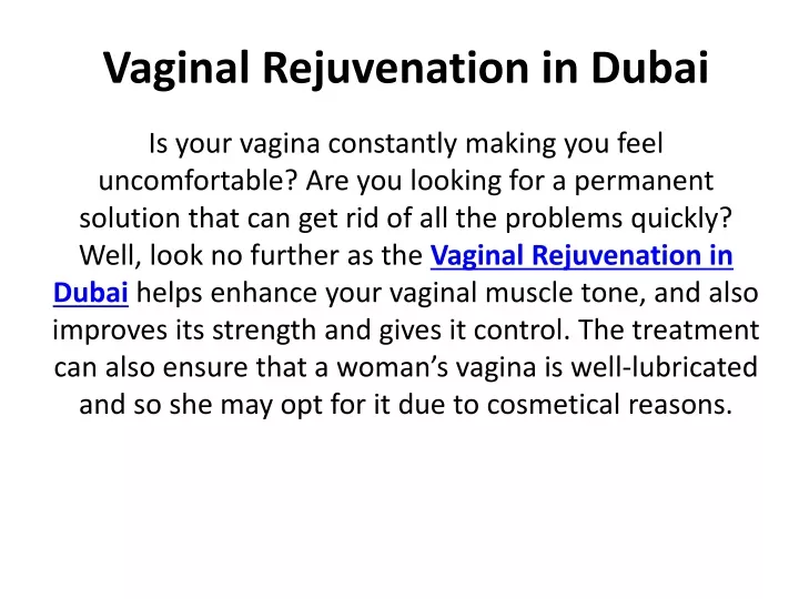 vaginal rejuvenation in dubai