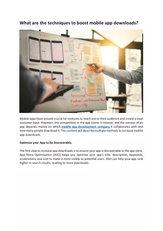 What are the techniques to boost mobile app downloads
