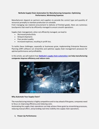 netsuite supply chain automation