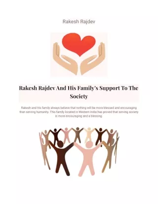 Rakesh Rajdev And His Family’s Support To The Society