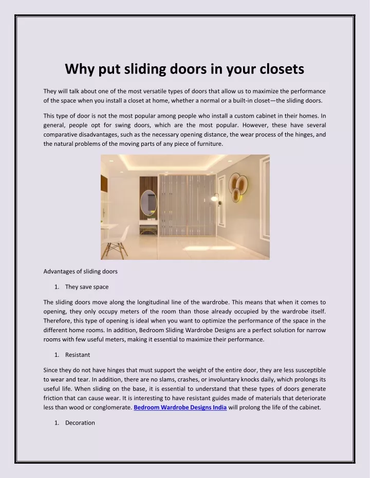 why put sliding doors in your closets