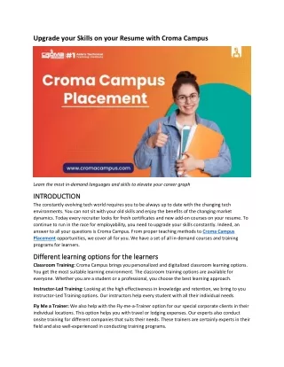 upgrade your skills on your resume with croma