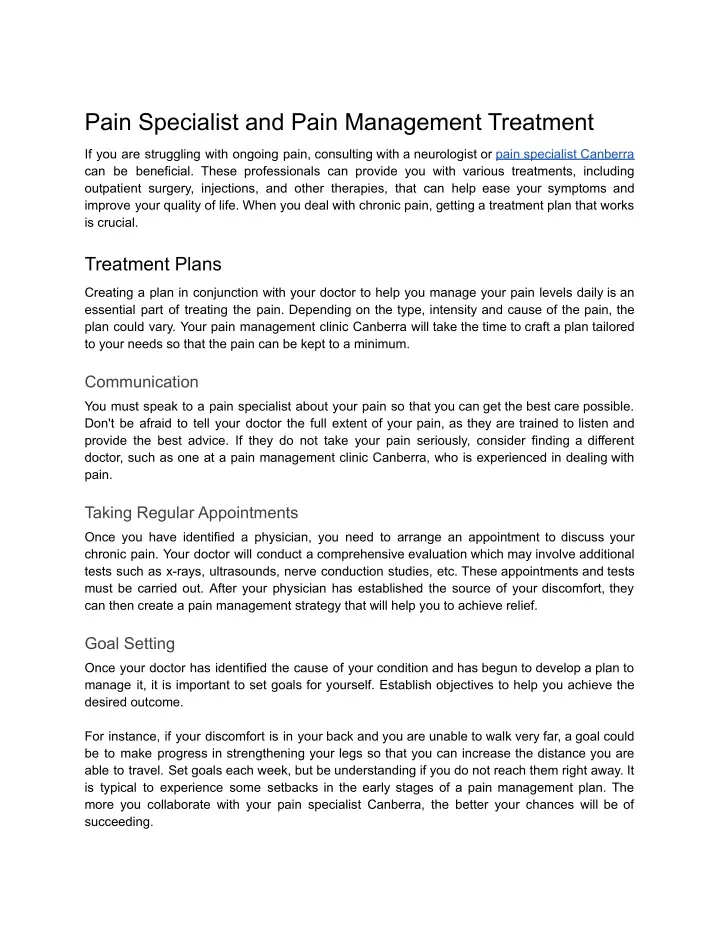 pain specialist and pain management treatment