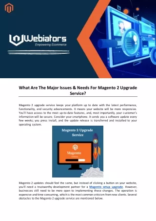 what are the major issues needs for magento