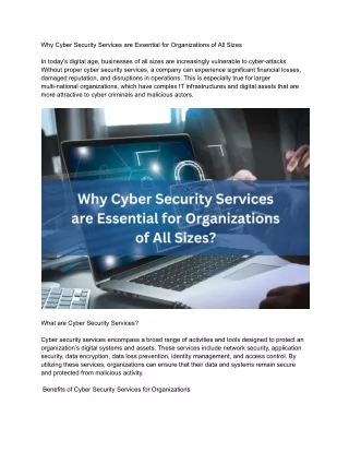 Why Cyber Security Services are Essential for Organizations of All Sizes