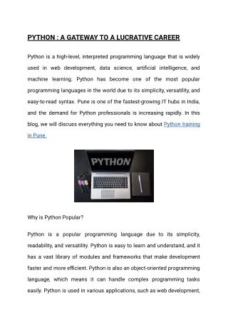 PYTHON _ A GATEWAY TO A LUCRATIVE CAREER