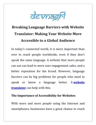 breaking language barriers with website