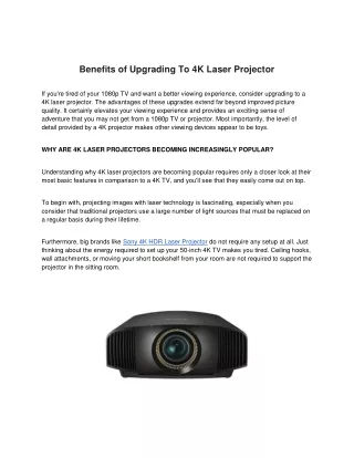 Benefits of Upgrading To 4K Laser Projector