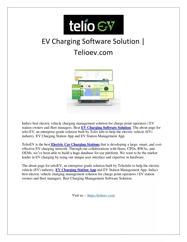 ev charging software solution telioev com