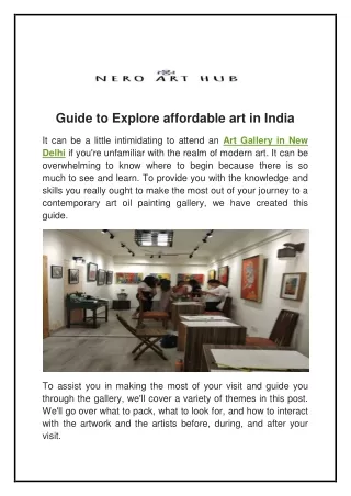 Guide to Explore affordable art in India