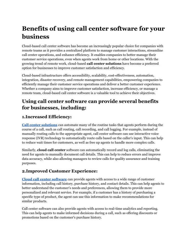 benefits of using call center software for your