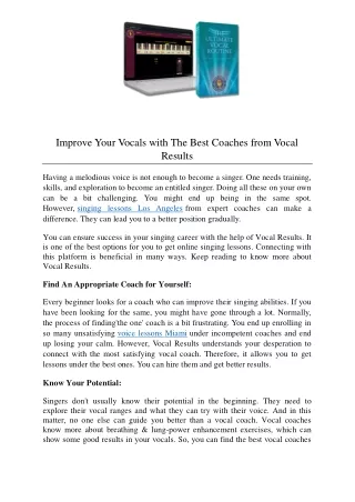 Improve Your Vocals with The Best Coaches from Vocal Results