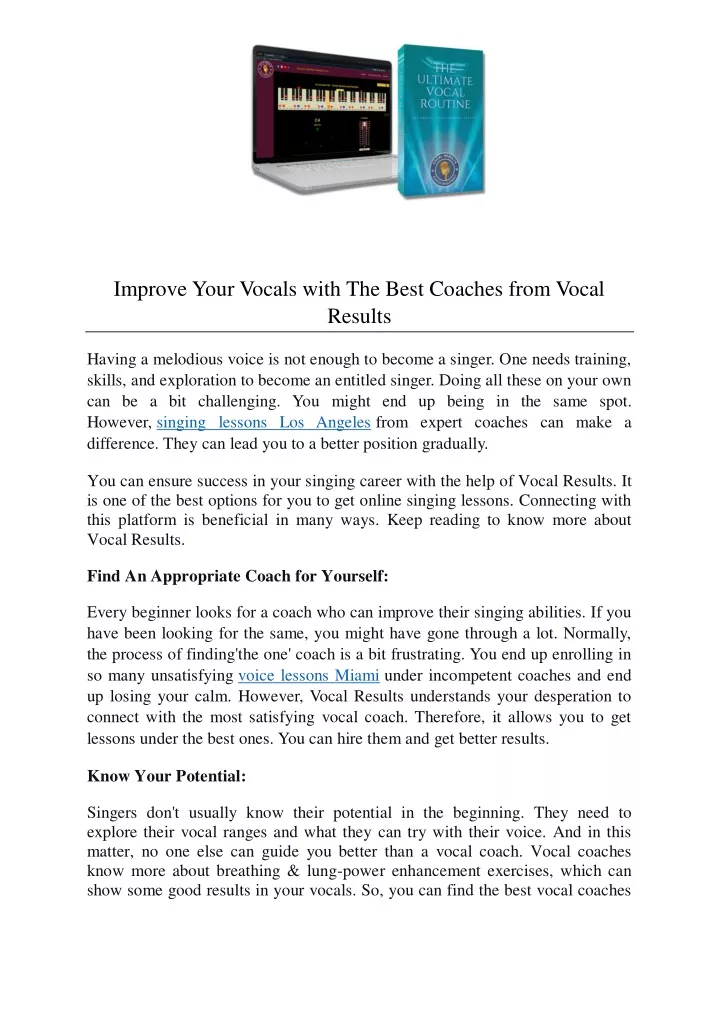 improve your vocals with the best coaches from