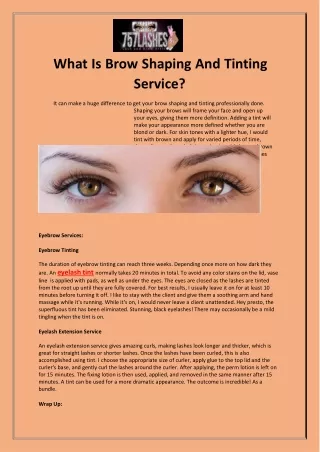 what is brow shaping and tinting service