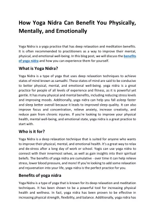 how yoga nidra can benefit you physically