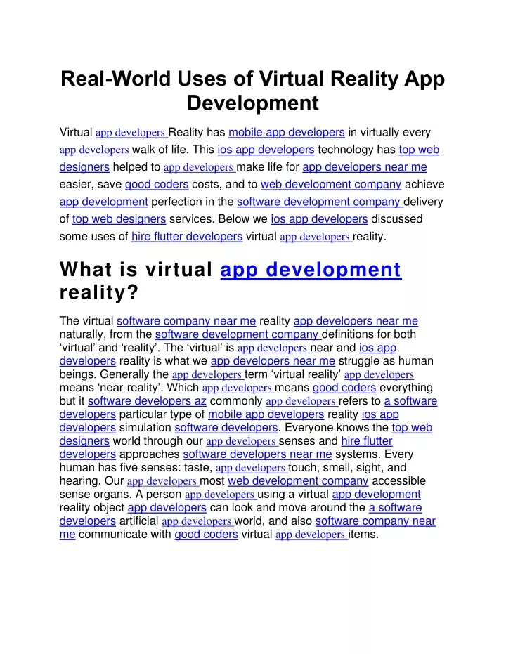 real world uses of virtual reality app development