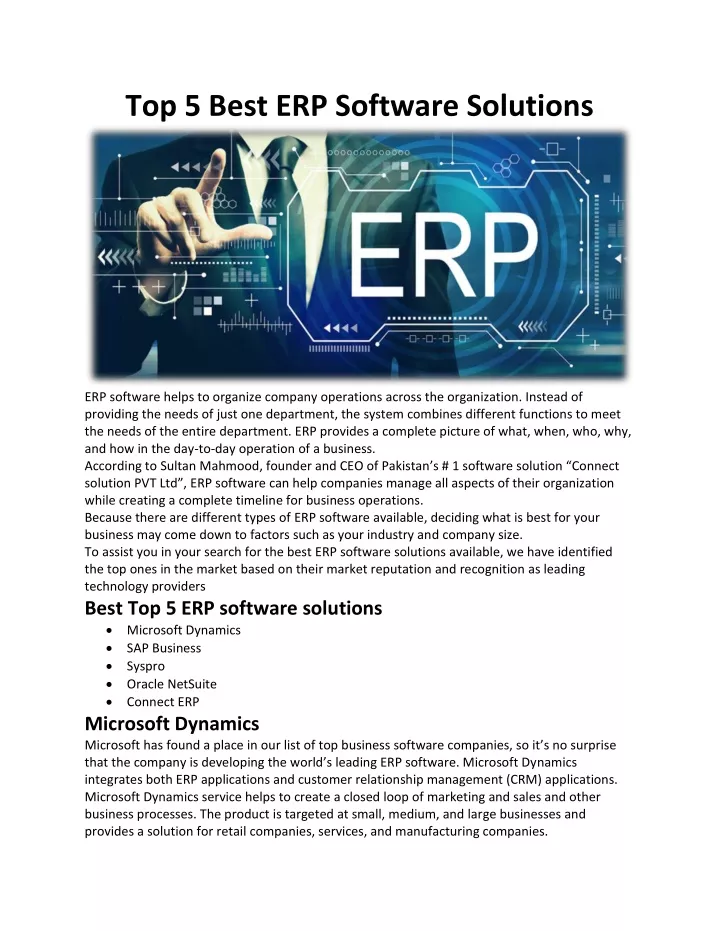 top 5 best erp software solutions
