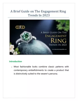 A Brief Guide on The Engagement Ring Trends In 2023