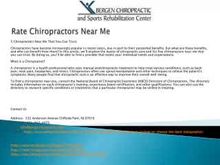 rate chiropractors near me
