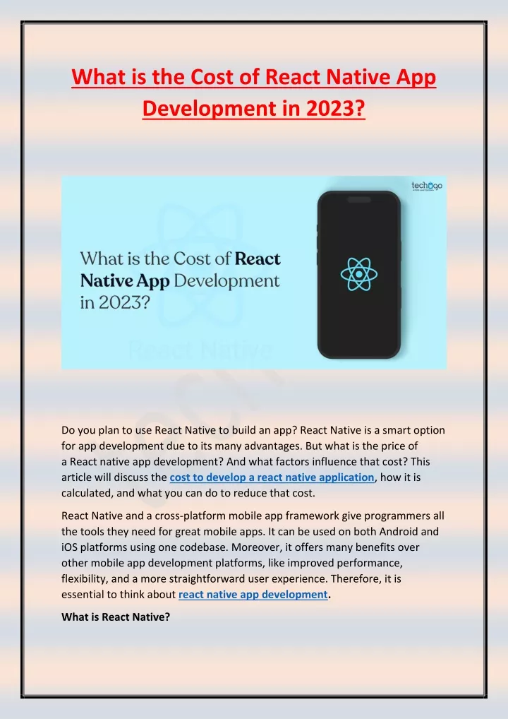 what is the cost of react native app development