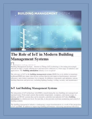 The Role of IoT in Modern Building Management Systems