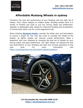 Affordable Mustang Wheels in sydney