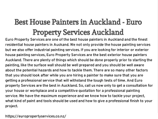 Best House Painters in Auckland - Euro Property Services Auckland