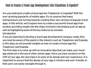 How to Create a Travel App Development Like Tripadvisor & Expedia?