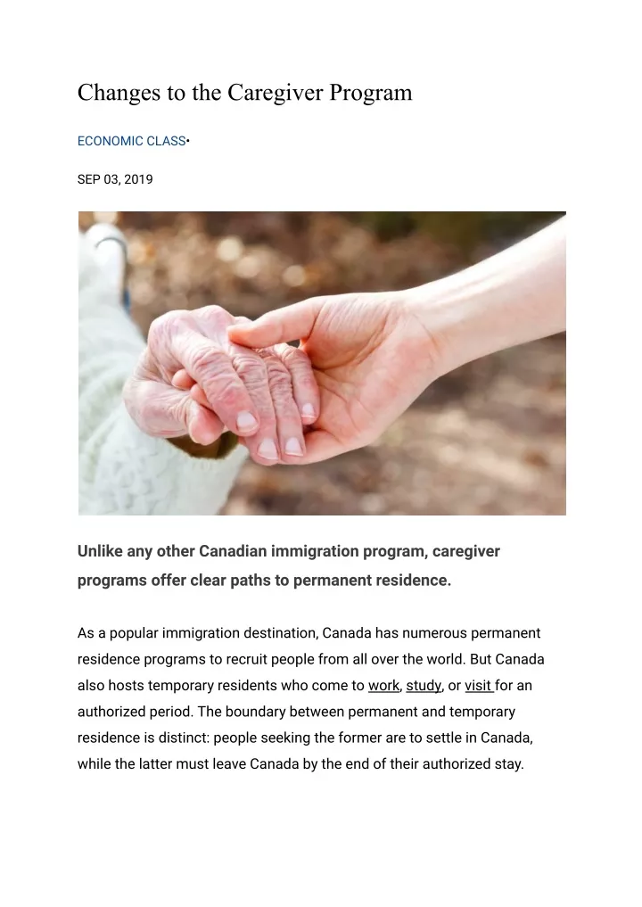 changes to the caregiver program