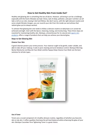 how to get healthy skin from inside out