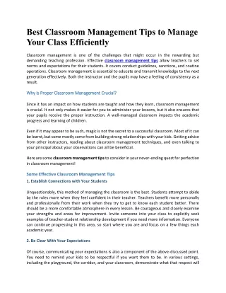 best classroom management tips to manage your