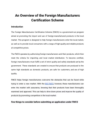 an overview of the foreign manufacturers