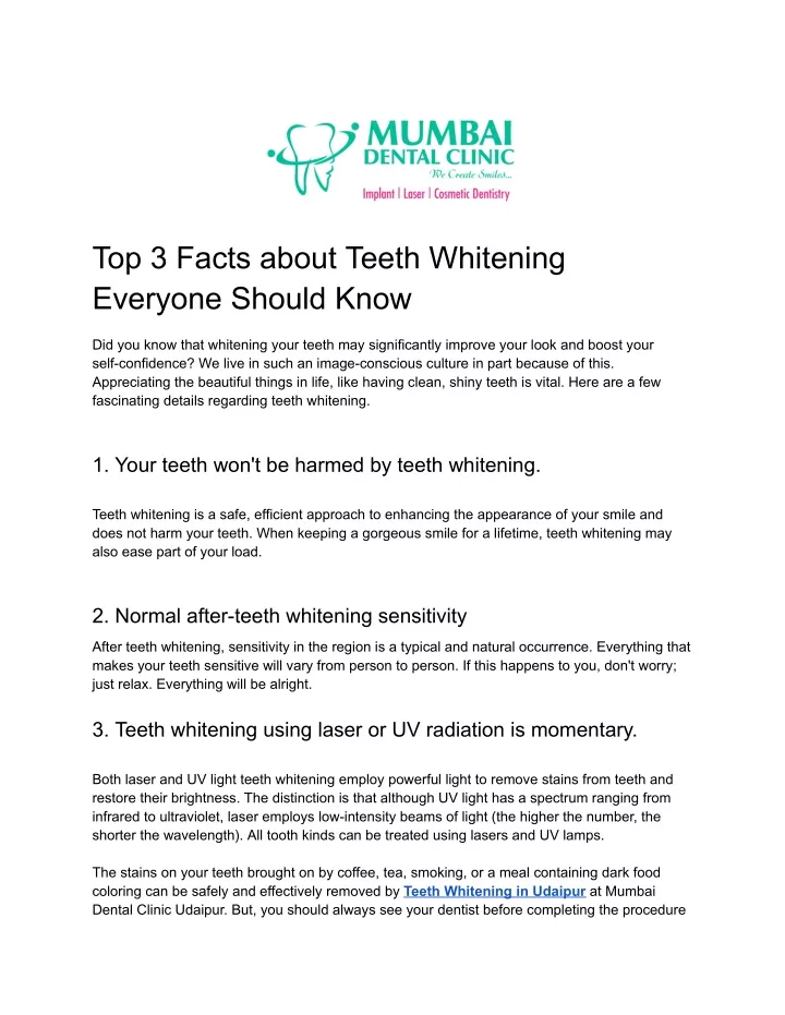 top 3 facts about teeth whitening everyone should