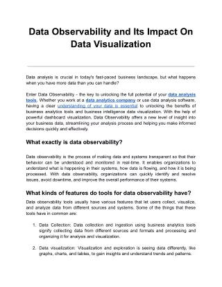 data observability and its impact on data