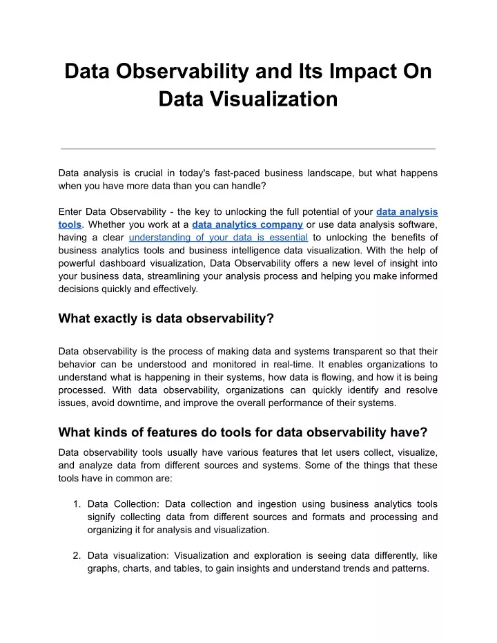 data observability and its impact on data