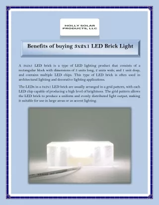 Benefits of buying 3x2x1 LED Brick Light