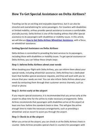 how to get special assistance on delta airlines